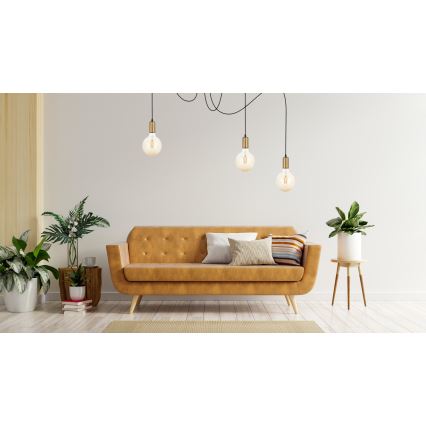 Hanglamp aan een koord MIROS 3xE27/60W/230V spin zwart/goud