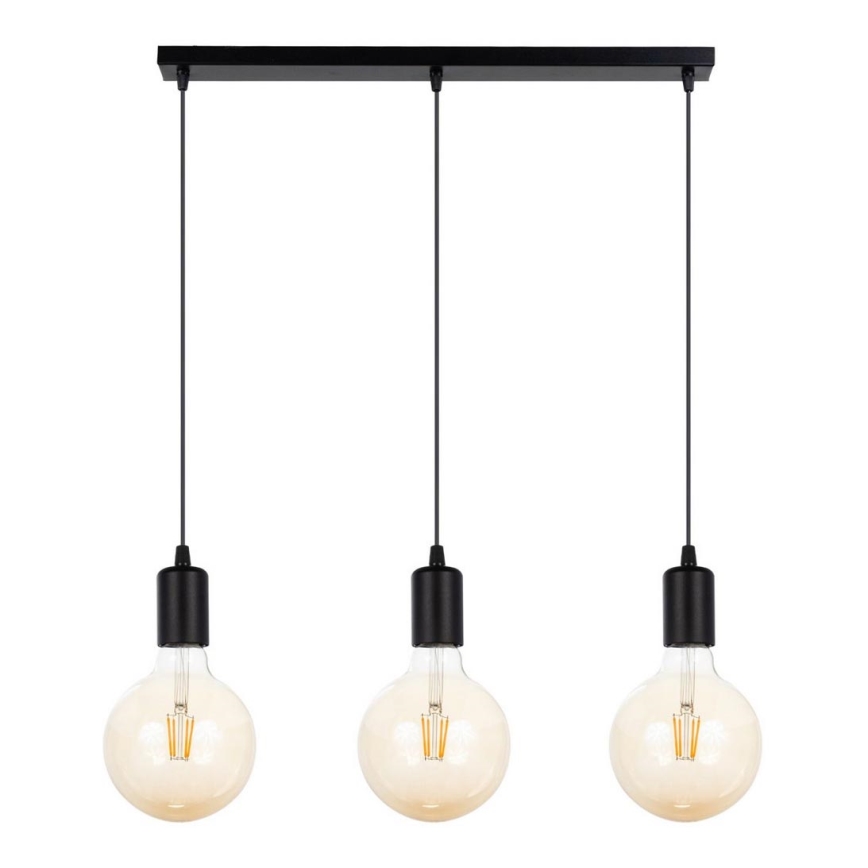 Hanglamp aan een koord MIROS 3xE27/60W/230V zwart