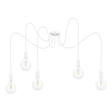 Hanglamp aan een koord MIROS 5xE27/60W/230V spin wit