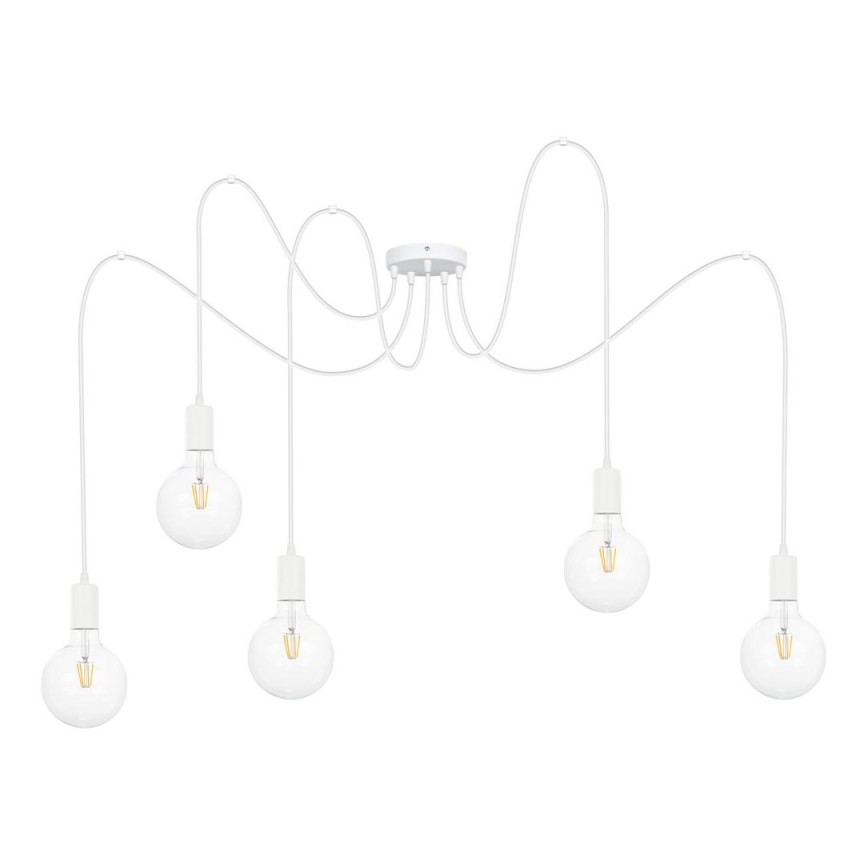 Hanglamp aan een koord MIROS 5xE27/60W/230V spin wit
