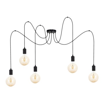 Hanglamp aan een koord MIROS 5xE27/60W/230V spin zwart