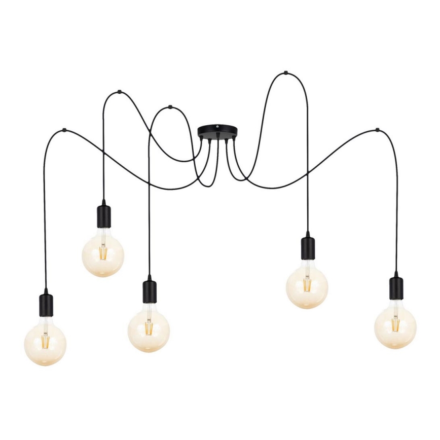 Hanglamp aan een koord MIROS 5xE27/60W/230V spin zwart