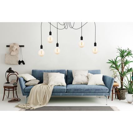 Hanglamp aan een koord MIROS 5xE27/60W/230V spin zwart