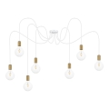 Hanglamp aan een koord MIROS 7xE27/60W/230V spin wit/goud