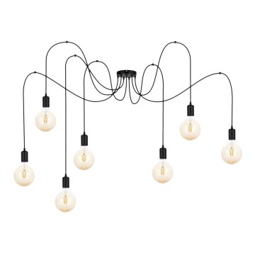 Hanglamp aan een koord MIROS 7xE27/60W/230V spin zwart