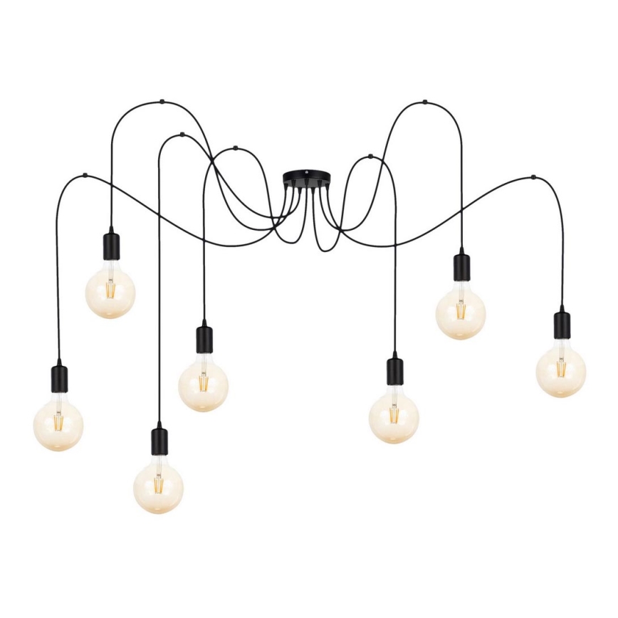 Hanglamp aan een koord MIROS 7xE27/60W/230V spin zwart