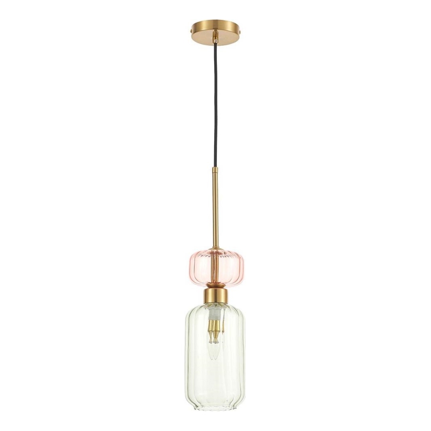 Hanglamp aan een koord MOLLY 1xE14/40W/230V diameter 12 cm goud/groen/roze