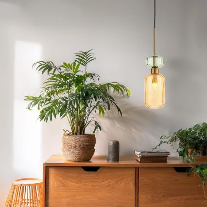 Hanglamp aan een koord MOLLY 1xE14/40W/230V diameter 12 cm goud/oranje/groen