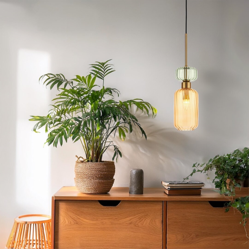 Hanglamp aan een koord MOLLY 1xE14/40W/230V diameter 12 cm goud/oranje/groen
