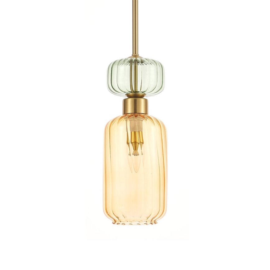 Hanglamp aan een koord MOLLY 1xE14/40W/230V diameter 12 cm goud/oranje/groen