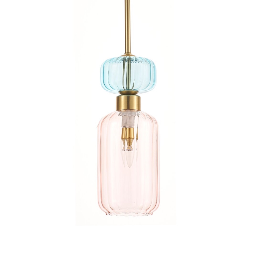 Hanglamp aan een koord MOLLY 1xE14/40W/230V diameter 12 cm goud/roze/blauw