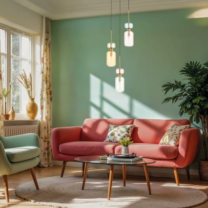 Hanglamp aan een koord MOLLY 3xE14/40W/230V diameter 38 cm kleurrijk