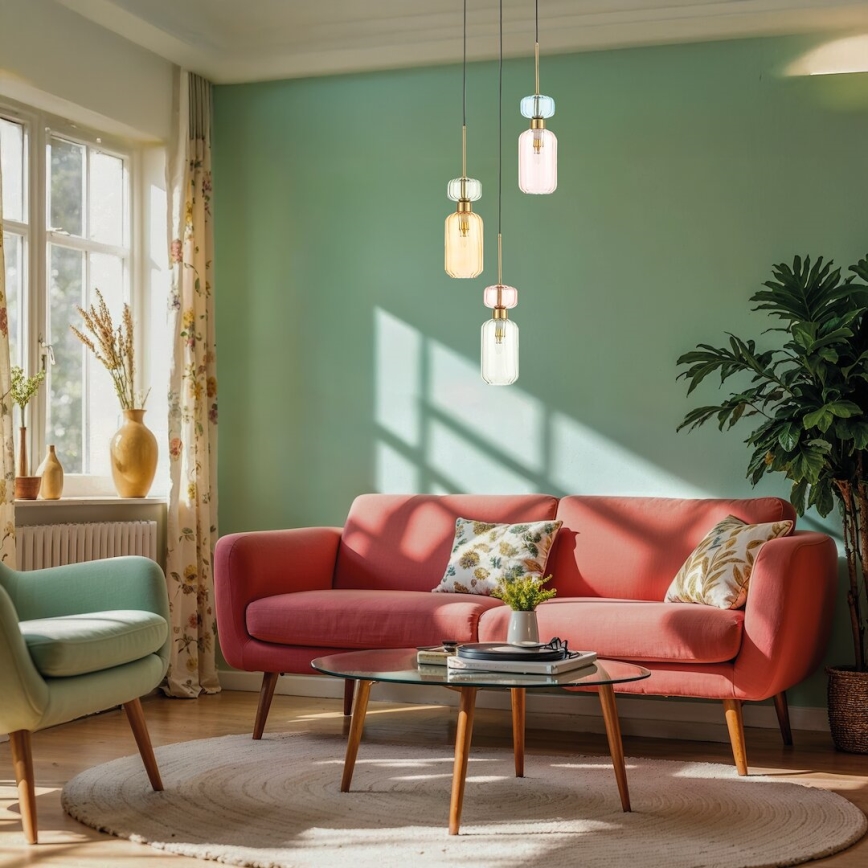 Hanglamp aan een koord MOLLY 3xE14/40W/230V diameter 38 cm kleurrijk