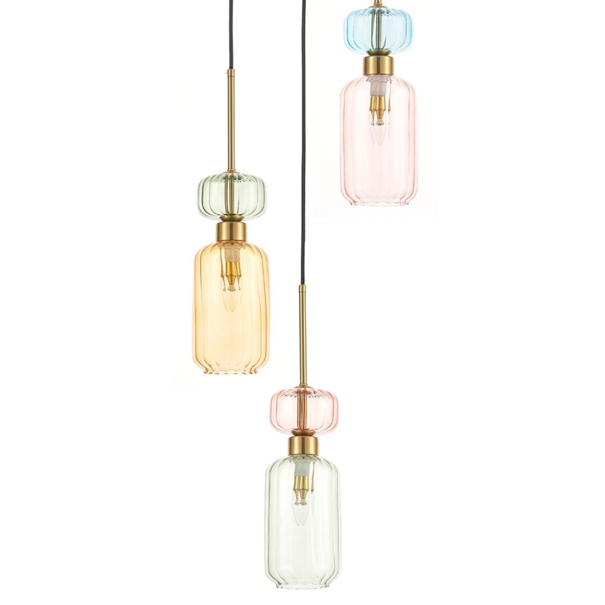 Hanglamp aan een koord MOLLY 3xE14/40W/230V diameter 38 cm kleurrijk