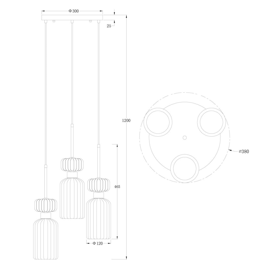 Hanglamp aan een koord MOLLY 3xE14/40W/230V diameter 38 cm kleurrijk
