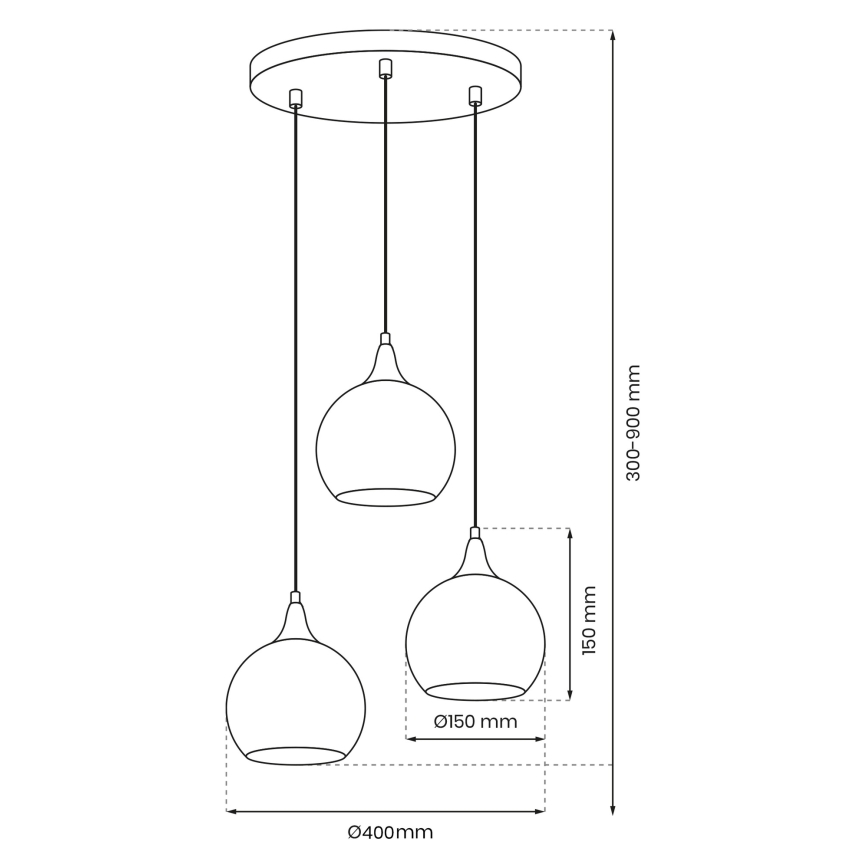Hanglamp aan een koord MONTE 3xE27/60W/230V gouden