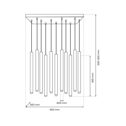 Hanglamp aan een koord MONZA 11xG9/8W/230V zwart/goud