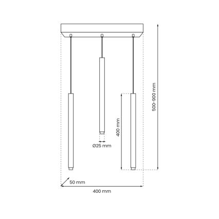 Hanglamp aan een koord MONZA 3xG9/8W/230V zwart/goud