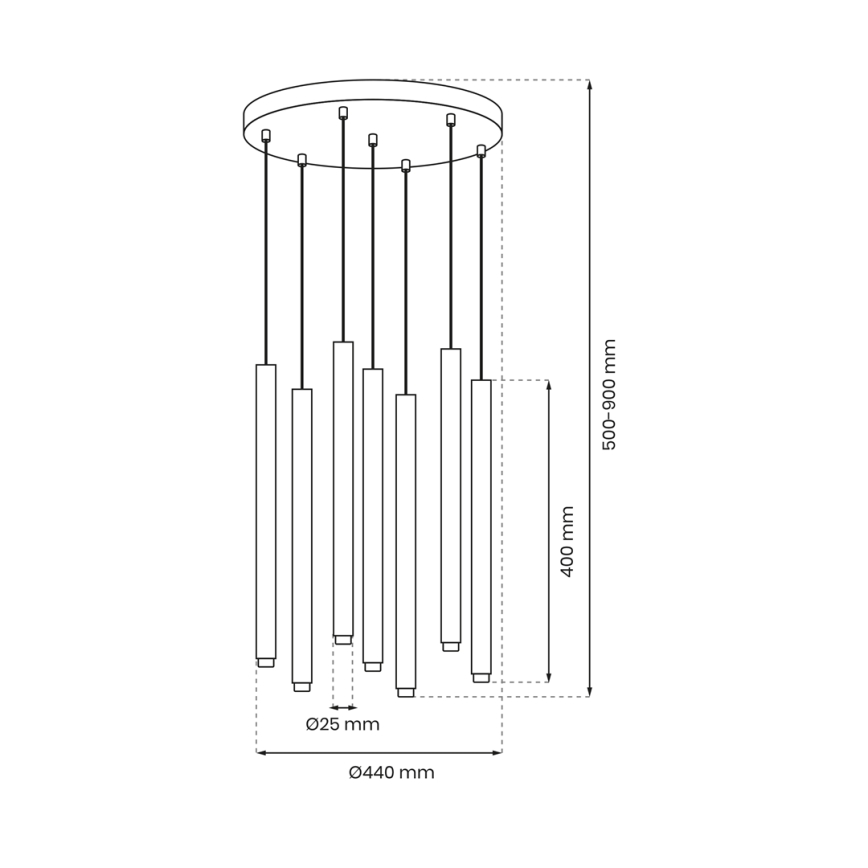 Hanglamp aan een koord MONZA 7xG9/8W/230V zwart