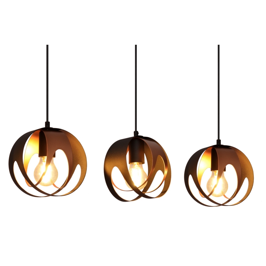 Hanglamp aan een koord MOONLIGHT 3xE27/15W/230V zwart/koper
