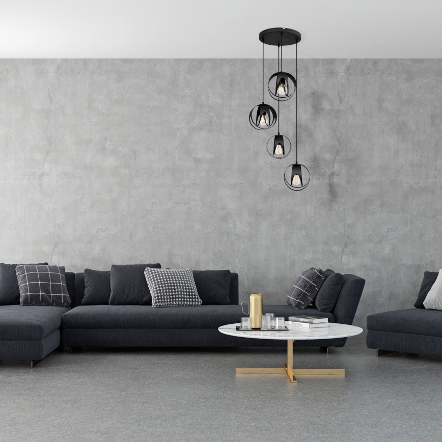 Hanglamp aan een koord MOONLIGHT 4xE27/15W/230V zwart