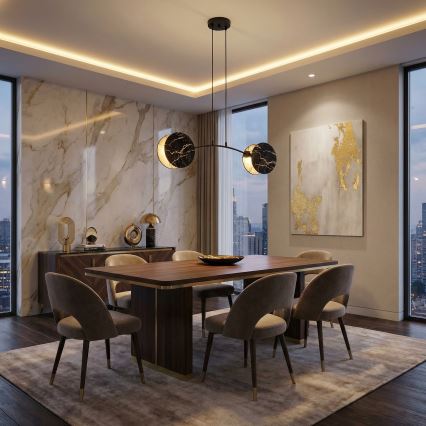 Hanglamp aan een koord MOTIF 2xE27/15W/230V zwart/goud