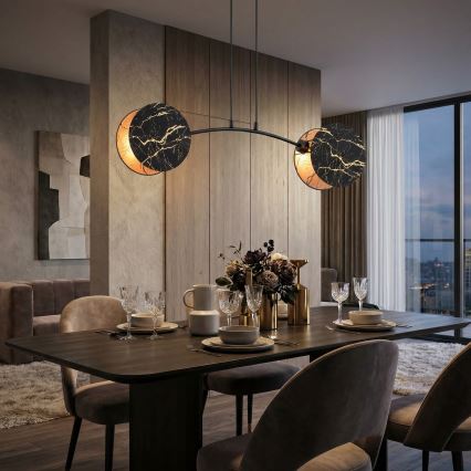 Hanglamp aan een koord MOTIF 2xE27/15W/230V zwart/goud