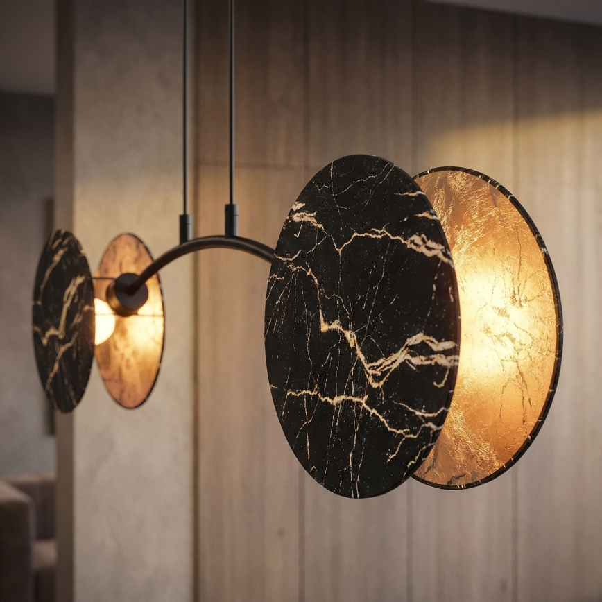 Hanglamp aan een koord MOTIF 2xE27/15W/230V zwart/goud