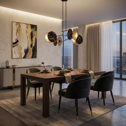 Hanglamp aan een koord MOTIF 4xE27/15W/230V zwart/goud