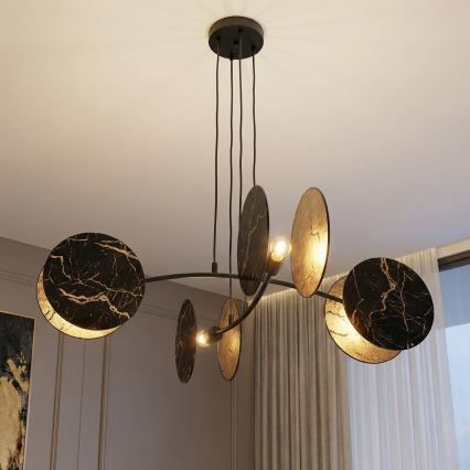 Hanglamp aan een koord MOTIF 4xE27/15W/230V zwart/goud