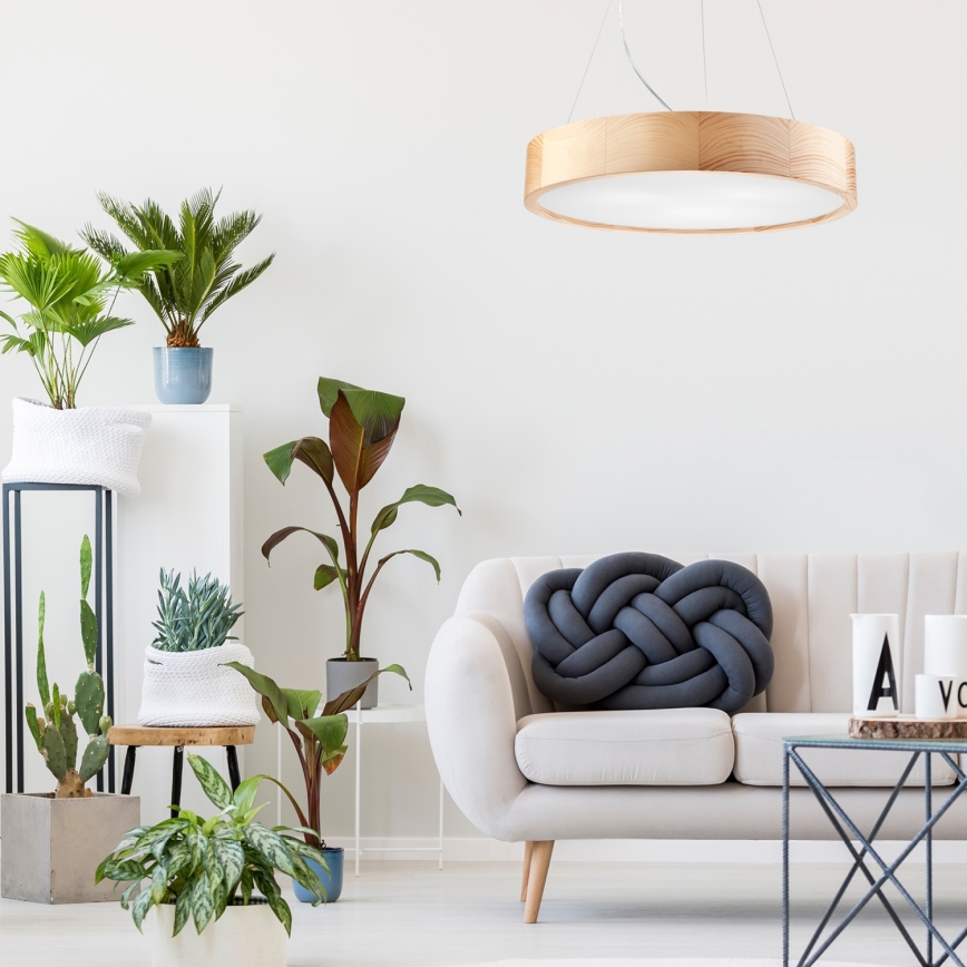 Hanglamp aan een koord NATURAL 3xE27/60W/230V ø 47 cm grenen