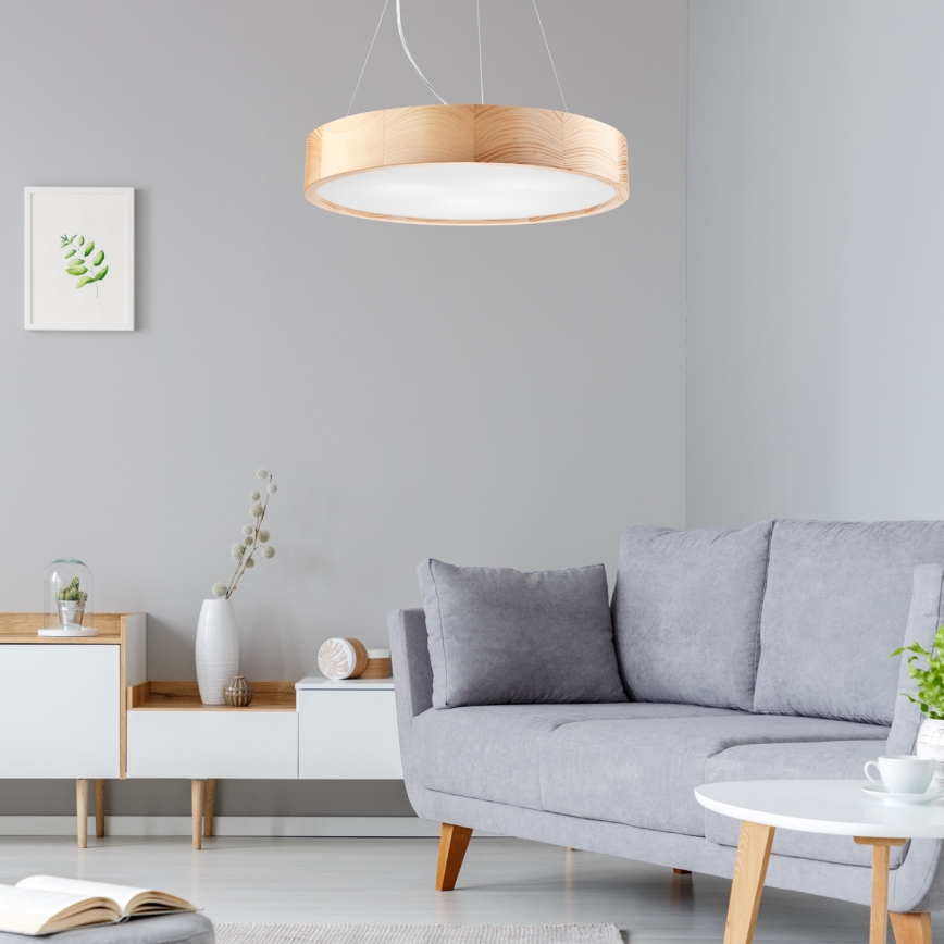 Hanglamp aan een koord NATURAL 3xE27/60W/230V ø 47 cm grenen