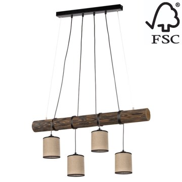 Hanglamp aan een koord NEGRO 4xE27/25W/230V walnoot - FSC-gecertificeerd