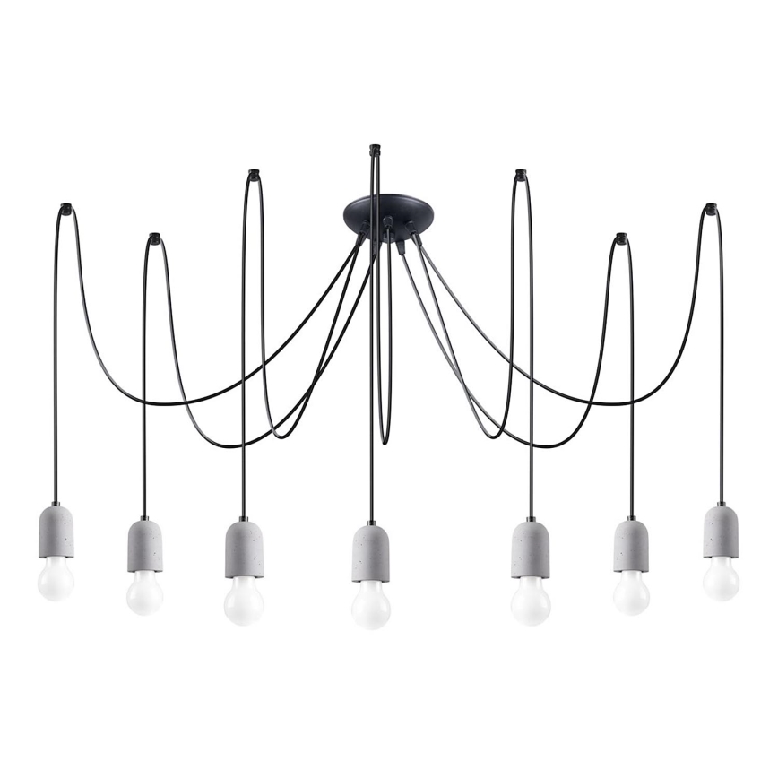 Hanglamp aan een koord NESO 7xE27/15W/230V spin beton