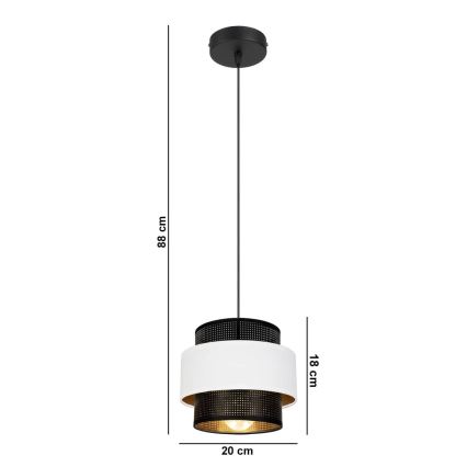 Hanglamp aan een koord NESS 1xE27/60W/230V zwart/wit