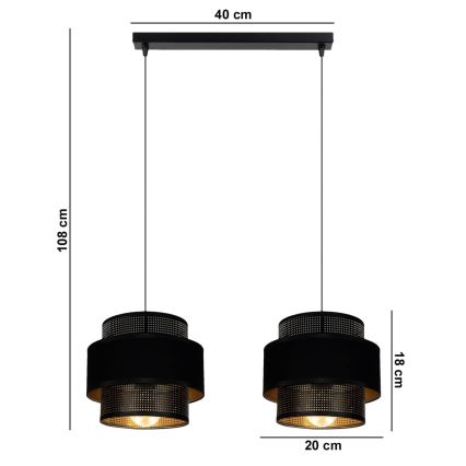 Hanglamp aan een koord NESS 2xE27/60W/230V zwart