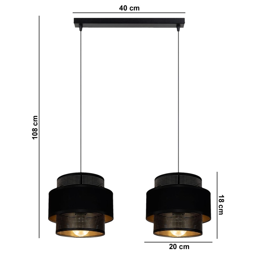 Hanglamp aan een koord NESS 2xE27/60W/230V zwart