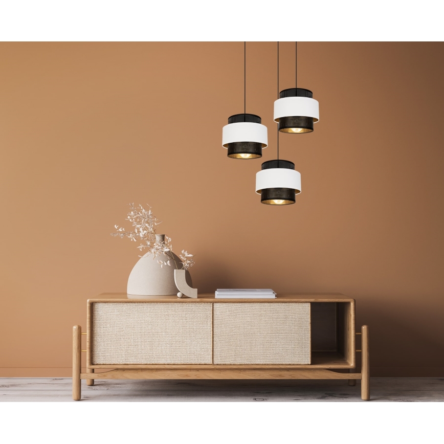 Hanglamp aan een koord NESS 3xE27/60W/230V diameter 45 cm zwart/wit