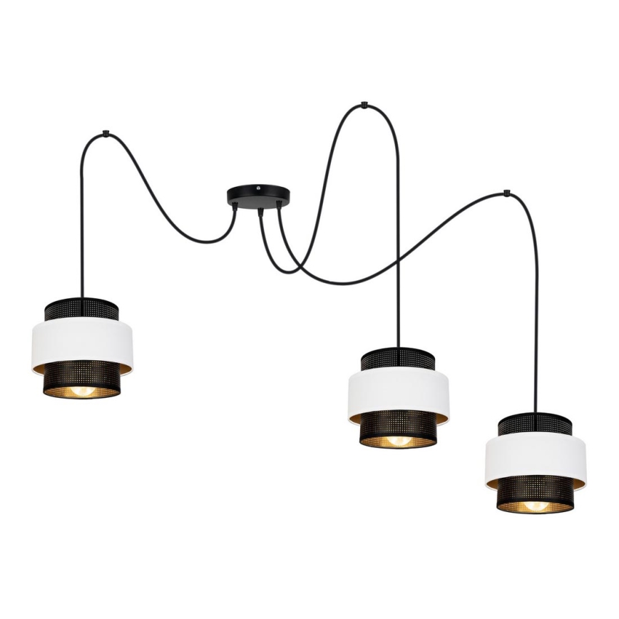 Hanglamp aan een koord NESS 3xE27/60W/230V spin zwart/wit