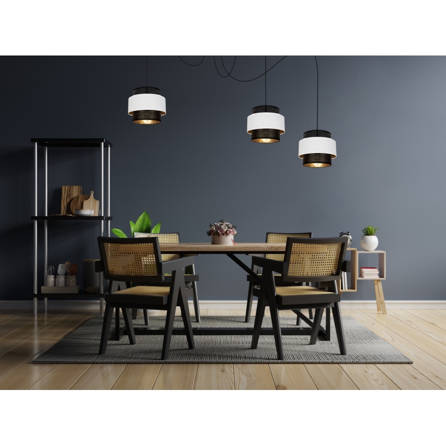 Hanglamp aan een koord NESS 3xE27/60W/230V spin zwart/wit