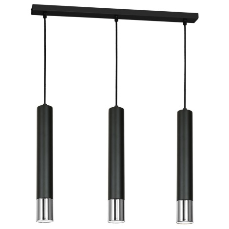 Hanglamp aan een koord NEST 3xGU10/8W/230V zwart/glanzend chroom 
