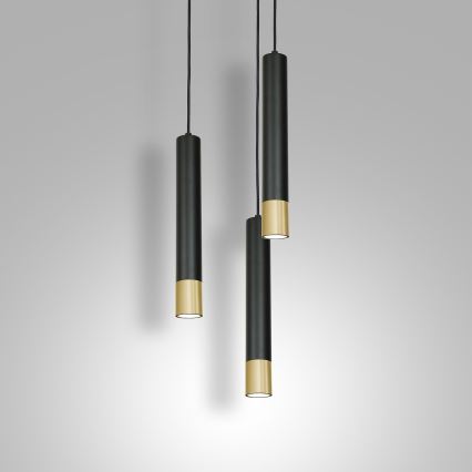 Hanglamp aan een koord NEST 3xGU10/8W/230V zwart/goud rond