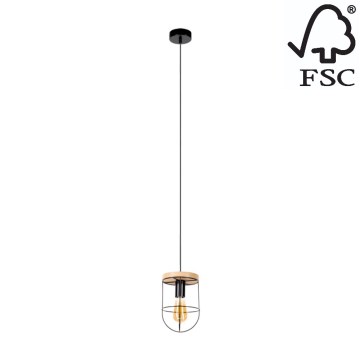 Hanglamp aan een koord NETUNO 1xE27/60W/230V eiken - FSC-gecertificeerd