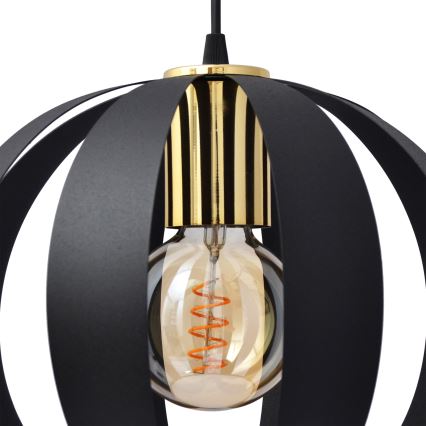 Hanglamp aan een koord NEWTON 1xE27/15W/230V zwart/gouden