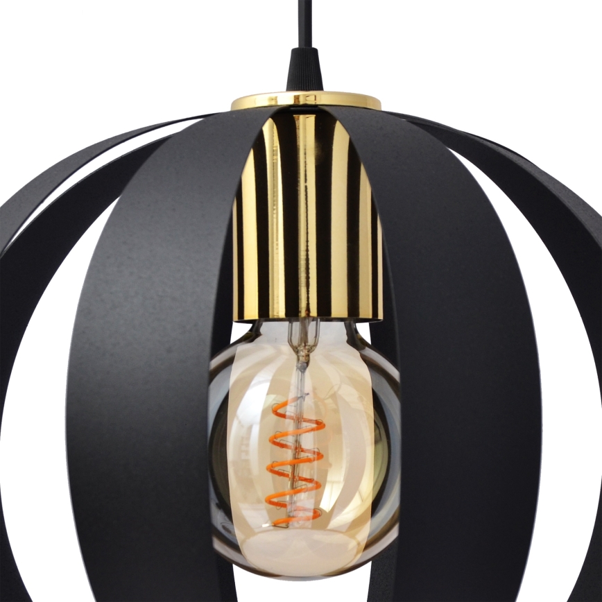Hanglamp aan een koord NEWTON 1xE27/15W/230V zwart/gouden