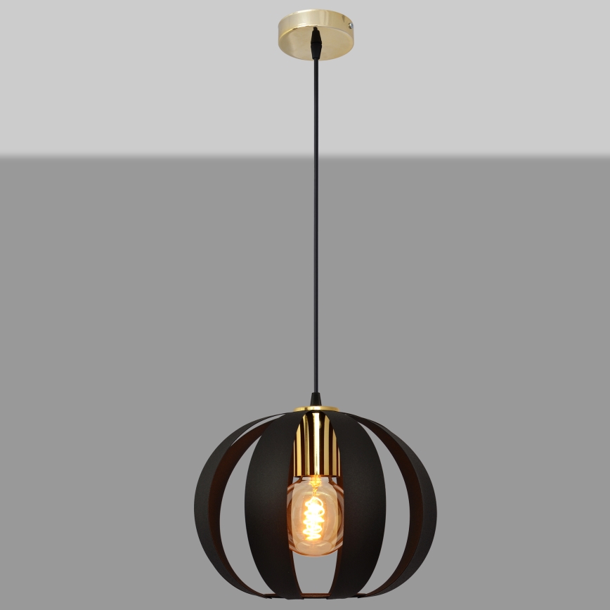 Hanglamp aan een koord NEWTON 1xE27/15W/230V zwart/gouden