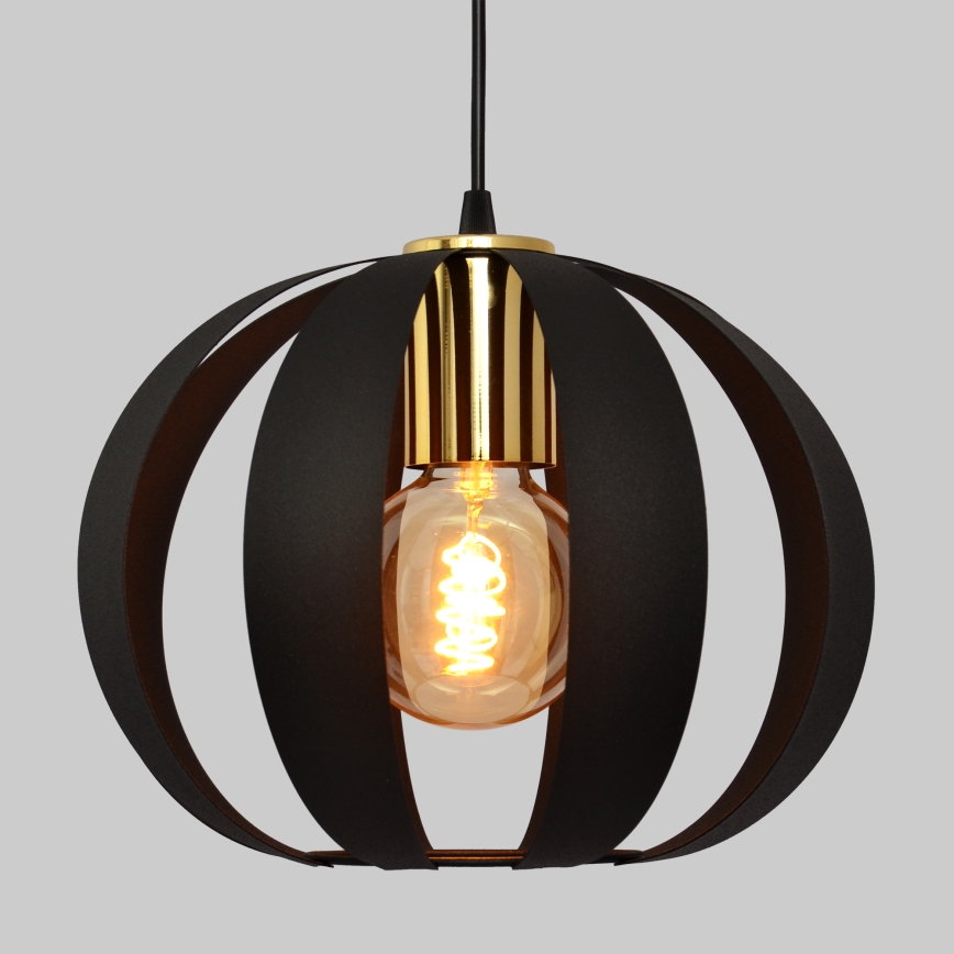 Hanglamp aan een koord NEWTON 1xE27/15W/230V zwart/gouden