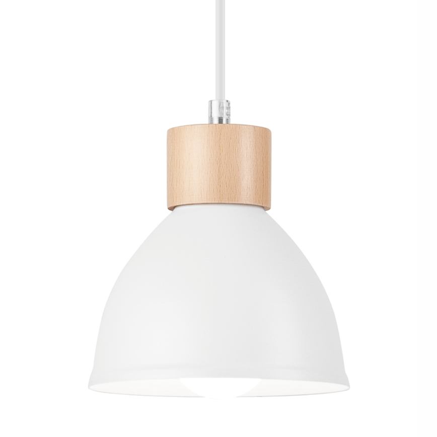 Hanglamp aan een koord NICO 1xE27/60W/230V wit/beuken