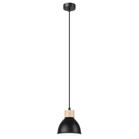 Hanglamp aan een koord NICO 1xE27/60W/230V zwart/beuken