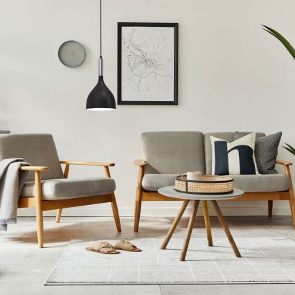 Hanglamp aan een koord NOAK 1xE27/15W/230V zwart/glanzend chroom